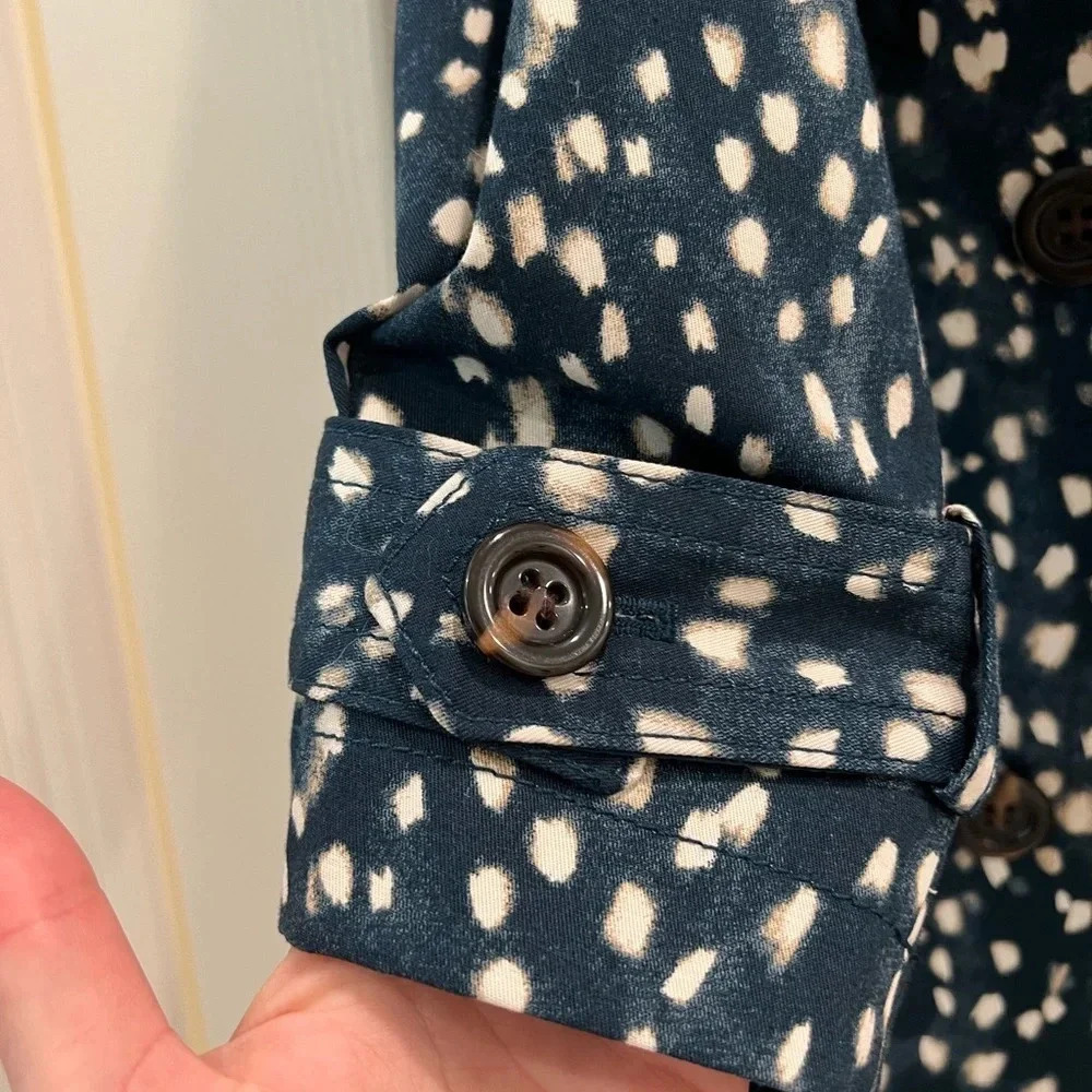 NWT Ann Taylor Blue Dot Trench Coat - Picture 9 of 12